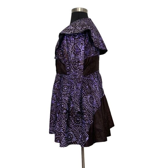 Purple Ankara XL 1X Peplum Top Tunic Jacket Dress Batik Art To Wear Handmade - Picture 13 of 13